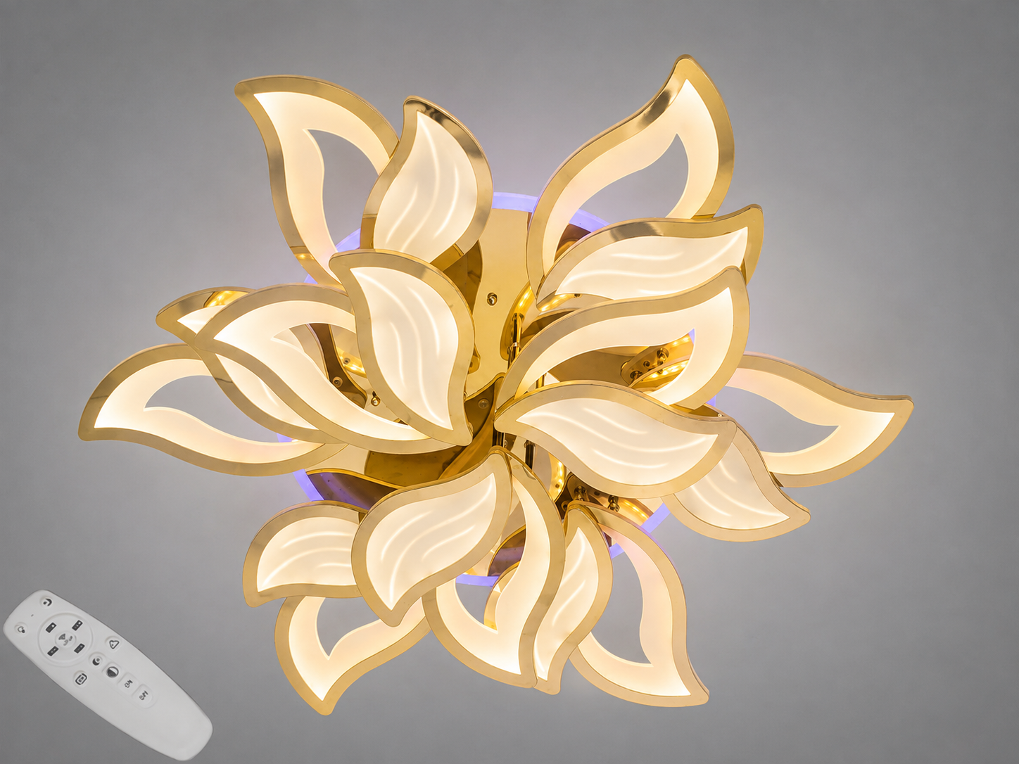 Люстра LED потолочная Diasha Цветок/пульт 225W Золотой (9033/6/3G 3col dim)