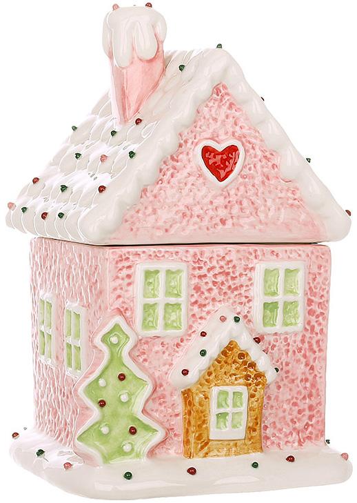 Банка керамическая для печенья и сладостей Зефирный Дом 850 мл Розовый