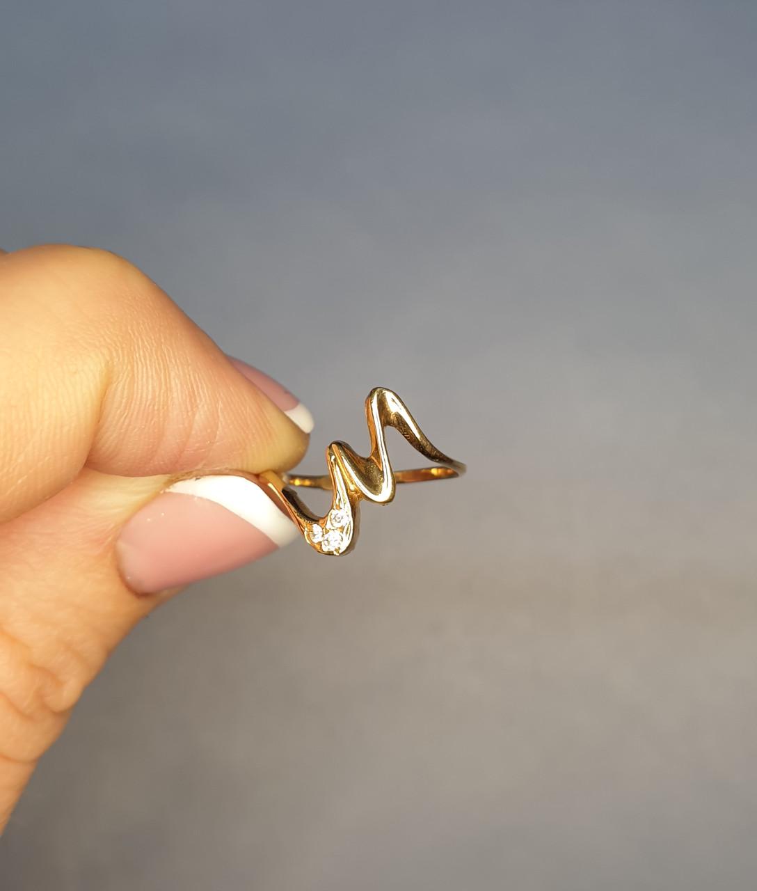 Кольцо позолоченное Визави с кубическим цирконием р. 18 1,19 г (1520757011)