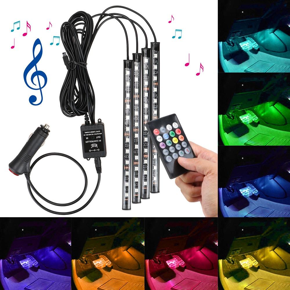 ᐉ Лента RGB подсветка салона авто с микрофоном 12х4 LED Black (1010104) •  Купить в Киеве, Украине • Лучшая цена в Эпицентр