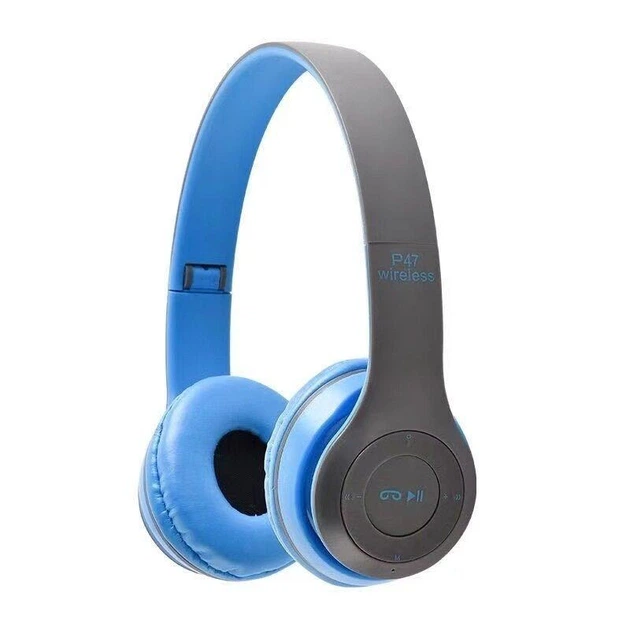 Навушники бездротові P47 Wireless з підтримкою карти пам'яті та вбудованим FM-радіо Сіро-блакитний (2933В) Навушники бездротові P47 Wireless з підтримкою карти пам'яті та вбудованим FM-радіо Сіро-блакитний (2933В)