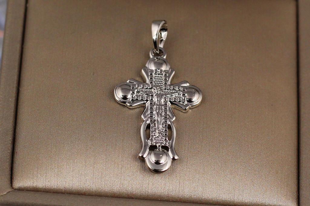 Крестик Xuping Jewelry широкий с распятием 3 см Серебристый