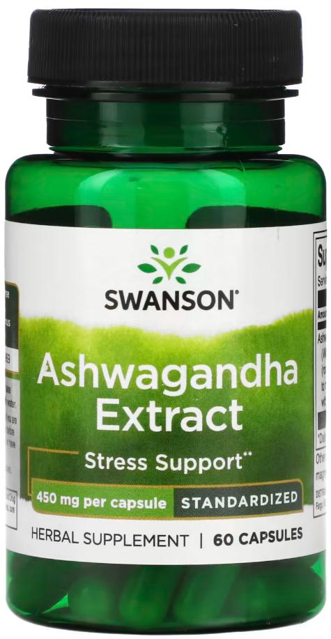 Добавка натуральная Экстракт корня Ашваганды Swanson Ashwagandha Extract 450 мг 60 капсул