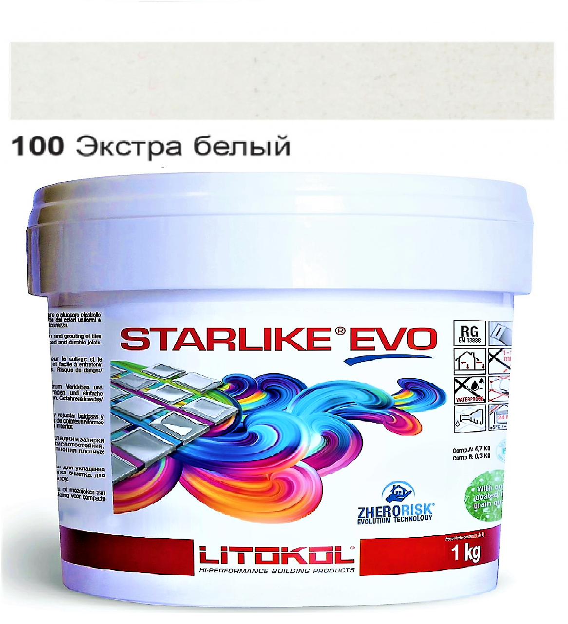 Затирка для плитки Litokol Starlike EVO 100 двокомпонентна епоксидна 1 кг Екстра білий - фото 12