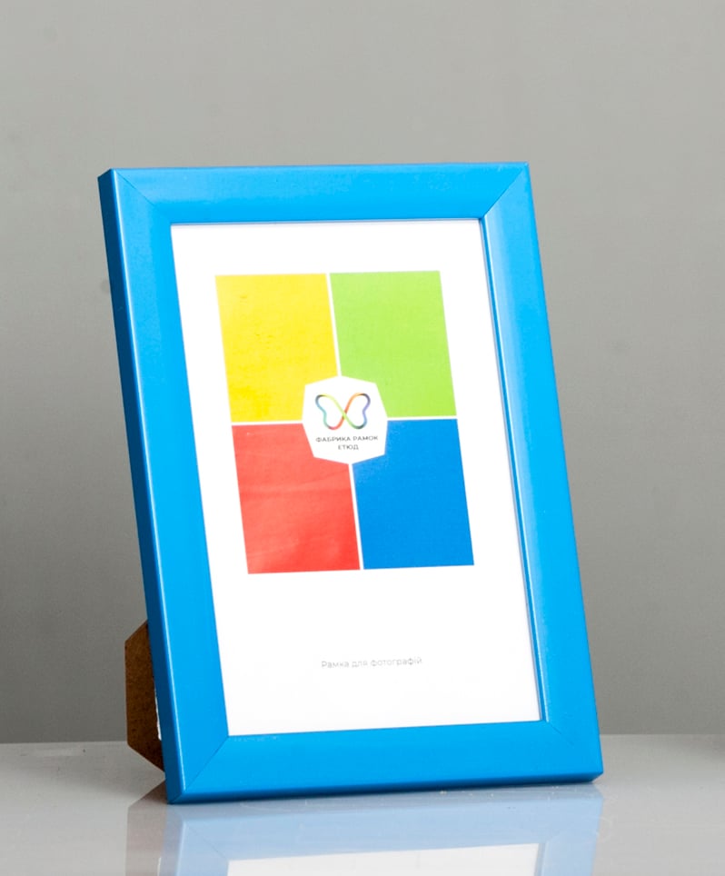 Фоторамка пластиковая 10х15 А6 со стеклом Голубой (Багет 1611-66)
