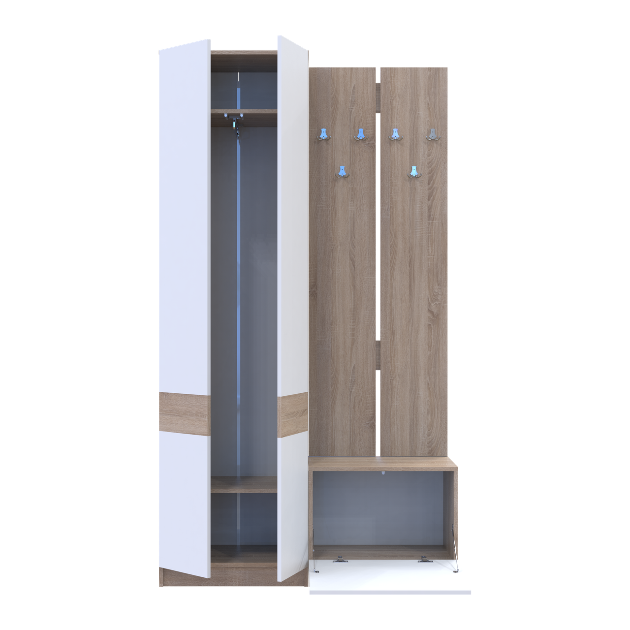 Передпокій Doros Сола 120х40х215 см Дуб сонома/Білий (26355642)