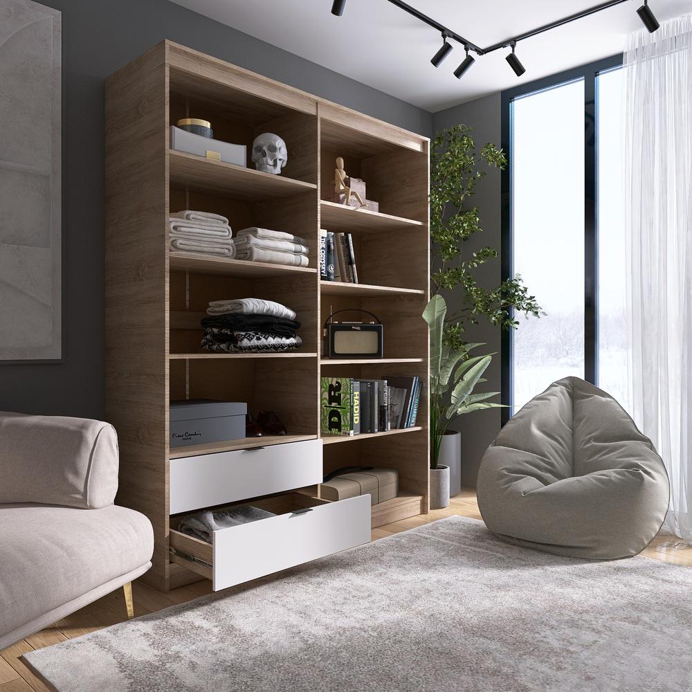 Шкаф распашной для одежды с выдвижными ящиками Эверест Сити-1600 160,2x50x204,6 см Дуб сонома/Белый (EVR-071122) - фото 4 Шкаф распашной для одежды с выдвижными ящиками Эверест Сити-1600 160,2x50x204,6 см Дуб сонома/Белый (EVR-071122) - фото 4