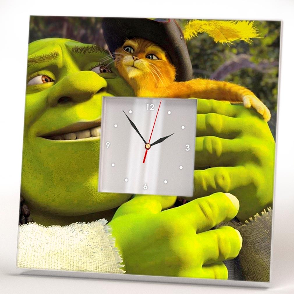 Часы с героями мультфильма «Шрек и кот» 260x260 мм (C02011)