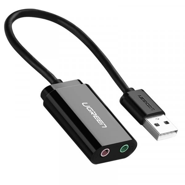 Звуковая карта Ugreen US205 USB AUX Jack TRRS Mic/EarALC4042 15cm Black (30724)