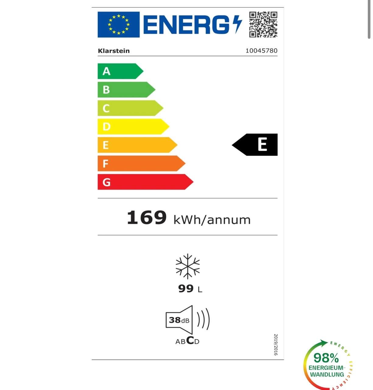 Морозильная камера KLARSTEIN Iceblokk 99 л (10045780) - фото 6
