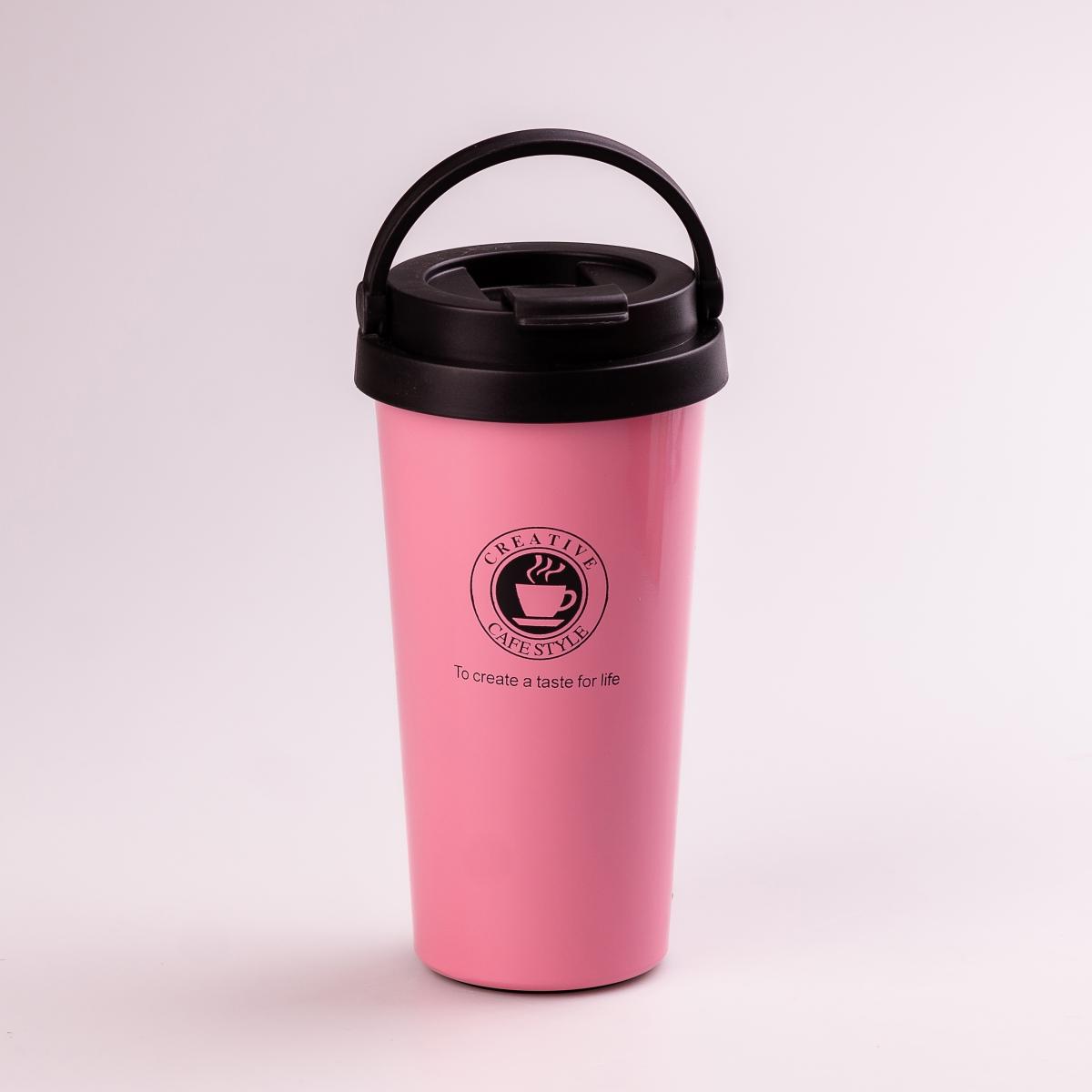 Термокружка Creative Cafe Style с ручкой 500 мл Розовый (HPGM501P)