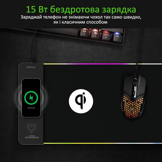 Игровая поверхность Vertux RaftPad-Qi с беспроводной зарядкой 15 Вт Black - фото 4