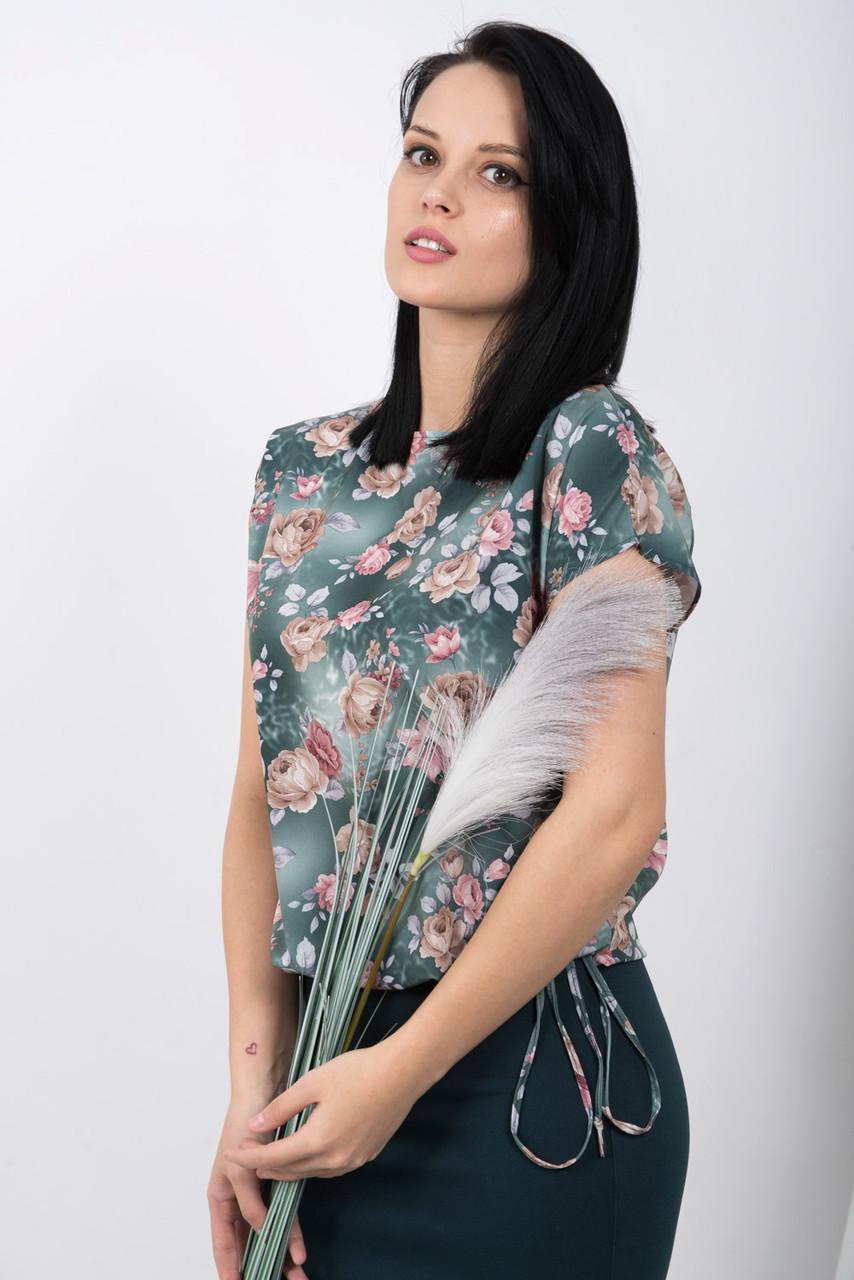 Блузка женская со шнурком Розы 159 4XL Green - фото 2 Блузка женская со шнурком Розы 159 4XL Green - фото 2