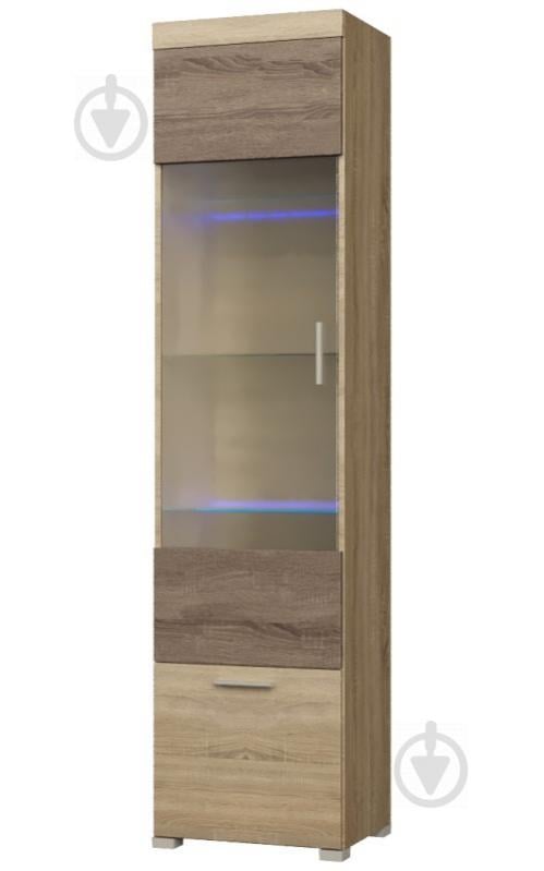 Шкаф-пенал витрина Эверест Британия-19 сонома + трюфель  (EVR-2266)