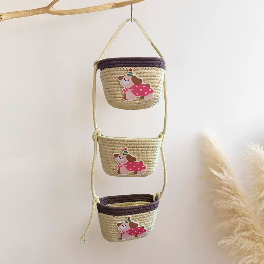 Органайзер навесной Пес плетеный для хранения игрушек и аксессуаров в детскую комнату