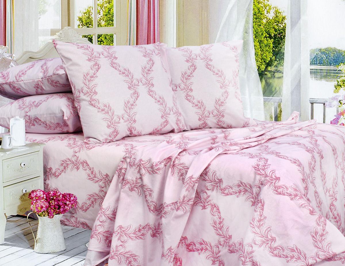 Комплект постельного белья семейный Еней-плюс Т0641 Розовый/Красный