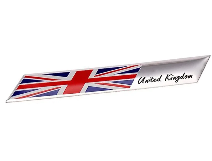 Эмблема алюминиевая флаг Великобритании\Англии с надписью United Kingdom 9,8х1,5 см (1118409452)
