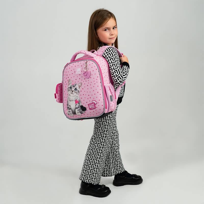 Школьный рюкзак каркасный KITE Education 555 Studio Pets 14 л Розовый (SP25-555S-1)