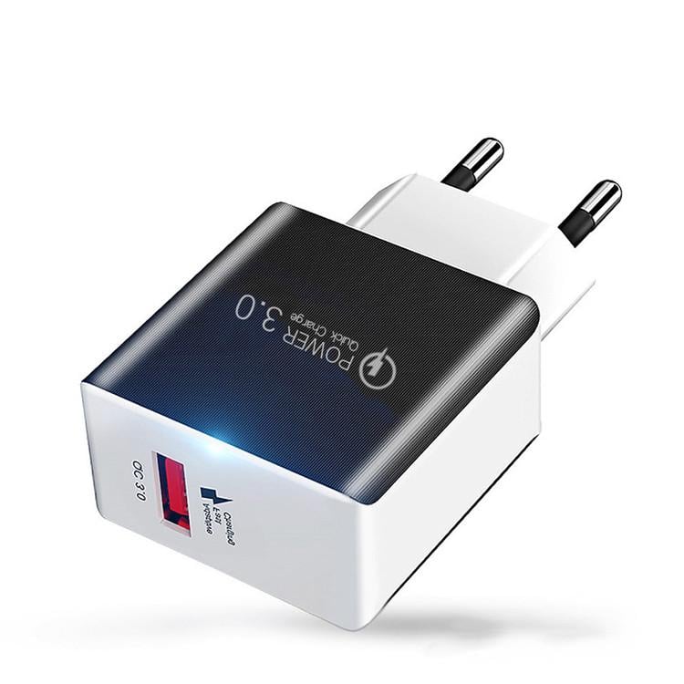 Зарядное устройство сетевое быстрой зарядки Power Quick Charge 3.0 1 USB Бело-черный (995630993)