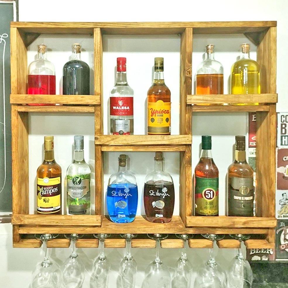 Полка для вина настенная из дерева Титоси Сиена (ПНК-014605)