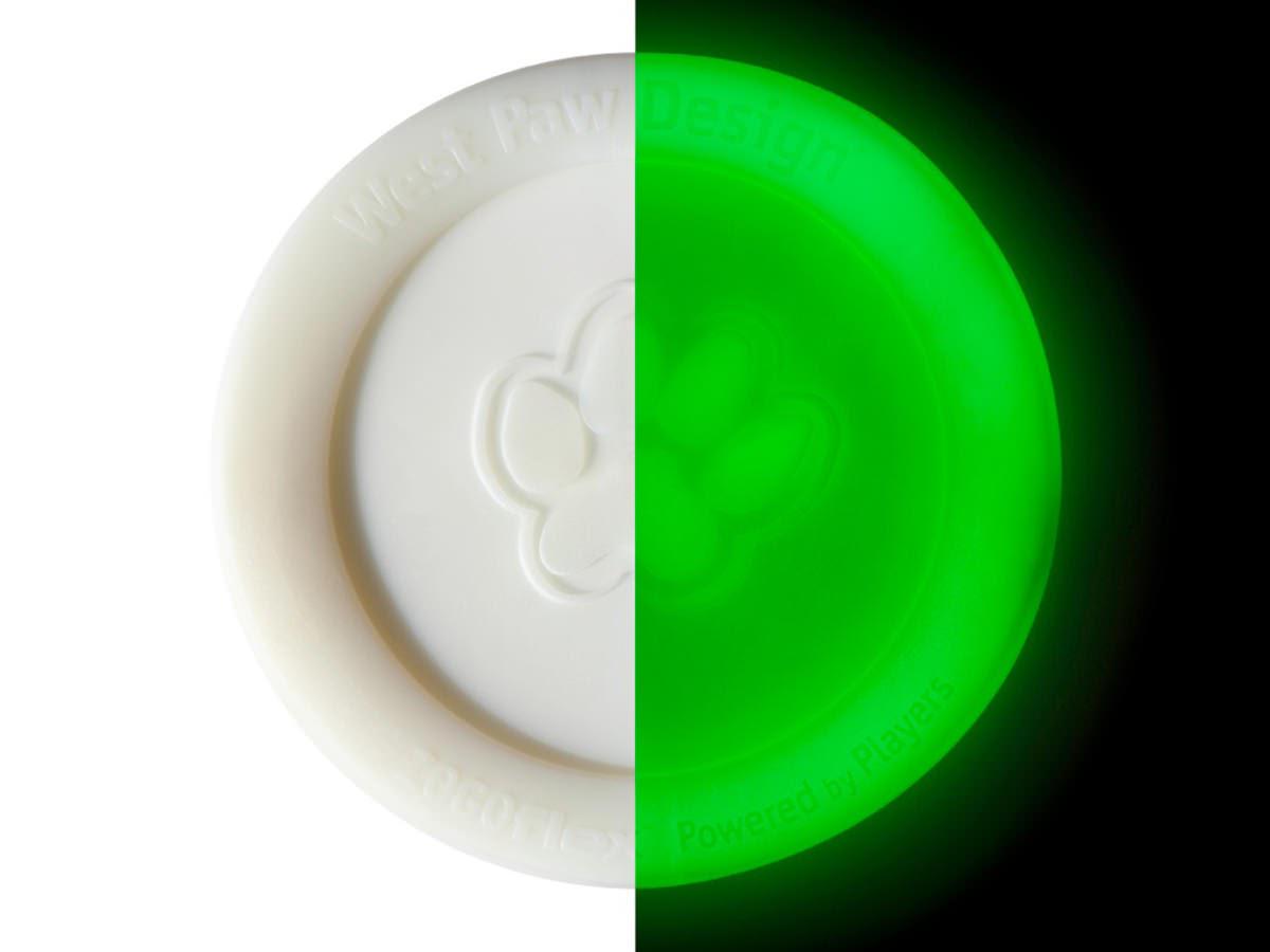 Игрушка для собак WestPaw Zisc Glow Flying Disc фрисби светящийся 22 см Белый (ZG032GLO) - фото 2