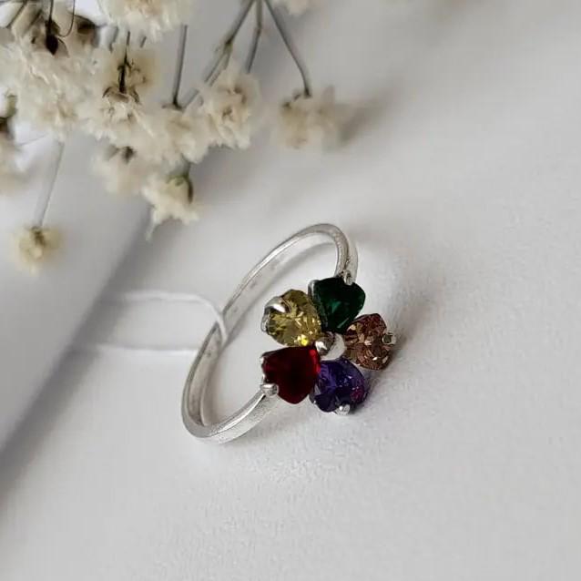 Кольцо из серебра с камнями цветок р. 18 Разноцветный