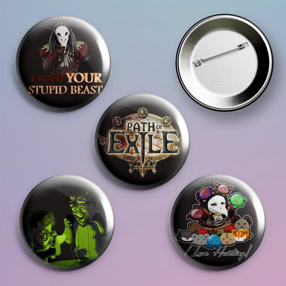 Значки на рюкзак с принтом игры Path of Exile 4 шт.