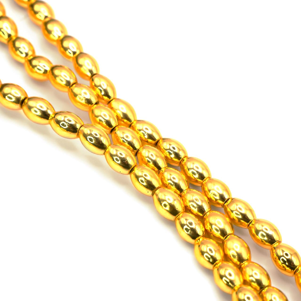 Бусины гематитовые Рис 4х6 мм 40 см 70 шт. Золотистый (БГ0406р49)