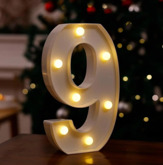 Цифра объемная 9 Led декоративная маленькая 21x13 см Белый (1899/9)