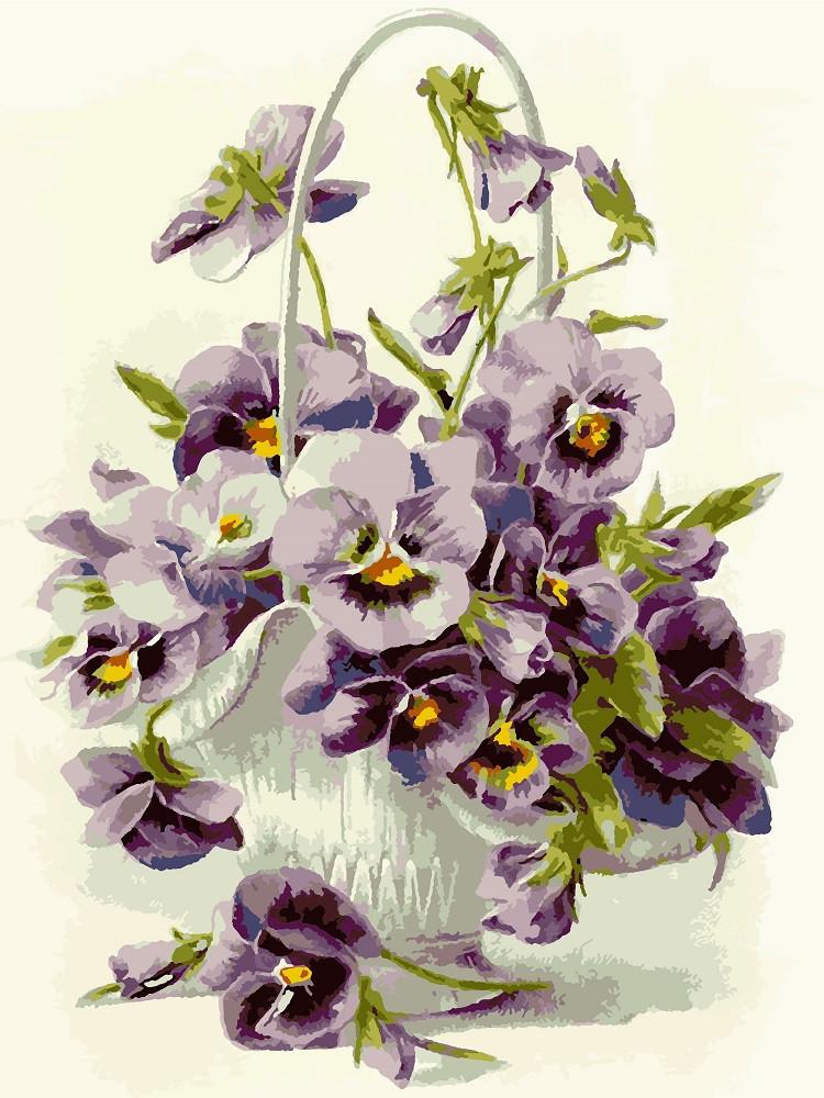 Картина по номерам Идейка Корзинка анютных глазок 30x40 см (skl-КНО2054)