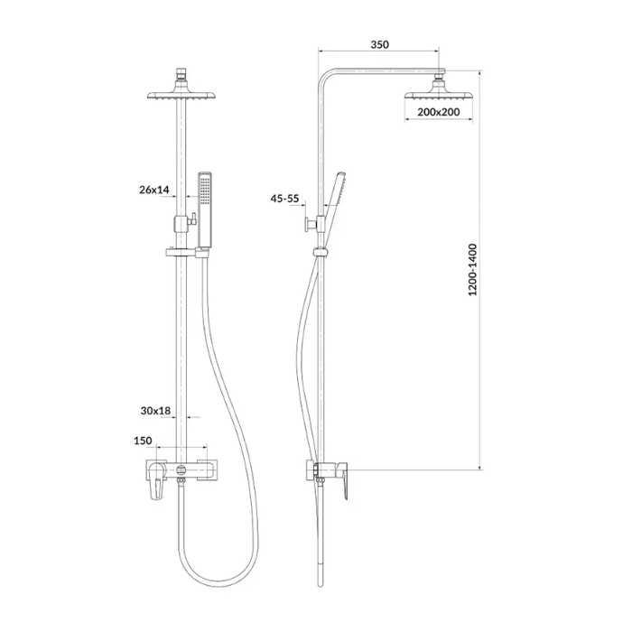 Душевой набор Cersanit MILLE смеситель/штанга/верхний душ/лейка и шланг Хром (315100) - фото 2 Душевой набор Cersanit MILLE смеситель/штанга/верхний душ/лейка и шланг Хром (315100) - фото 2