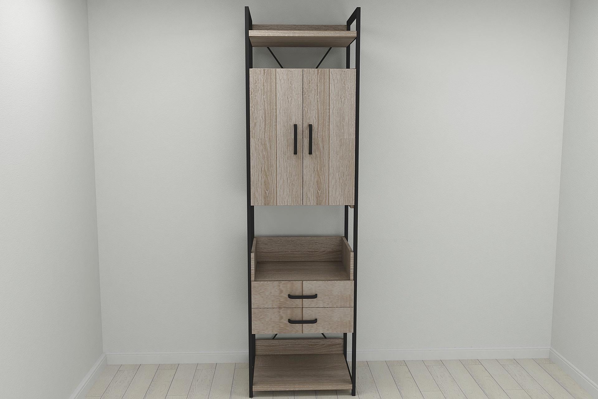 Шафа-гардероб Ferrum-decor Конект Уні секція 5 метал/ДСП 32 мм 220x60x50 см Чорний/Дуб Сонома Трюфель (FRD-104514) Шафа-гардероб Ferrum-decor Конект Уні секція 5 метал/ДСП 32 мм 220x60x50 см Чорний/Дуб Сонома Трюфель (FRD-104514)