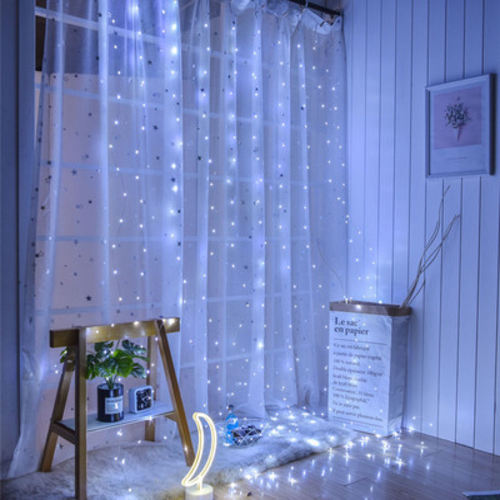 Гирлянда-штора светодиодная UKC Лучи росы USB с пультом 3х2 м Белый (3-6-9194)