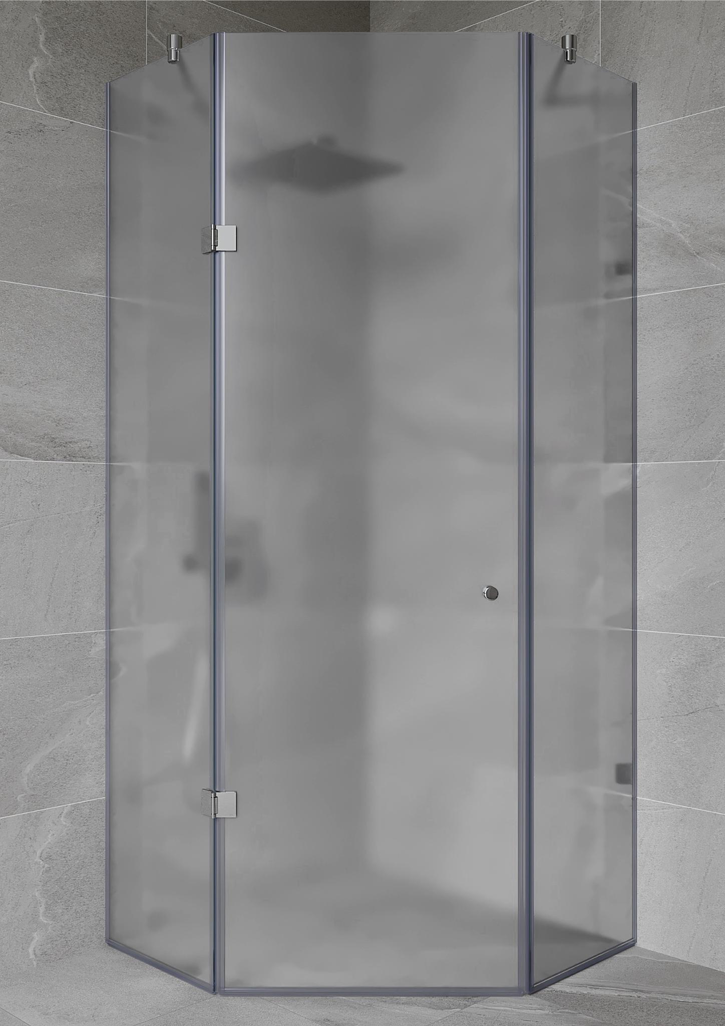 Душевая кабина пятиугольная трапеция Eva 70х70 см матовое стекло без поддона стеклянная дверь 55 см душевой уголок 135°