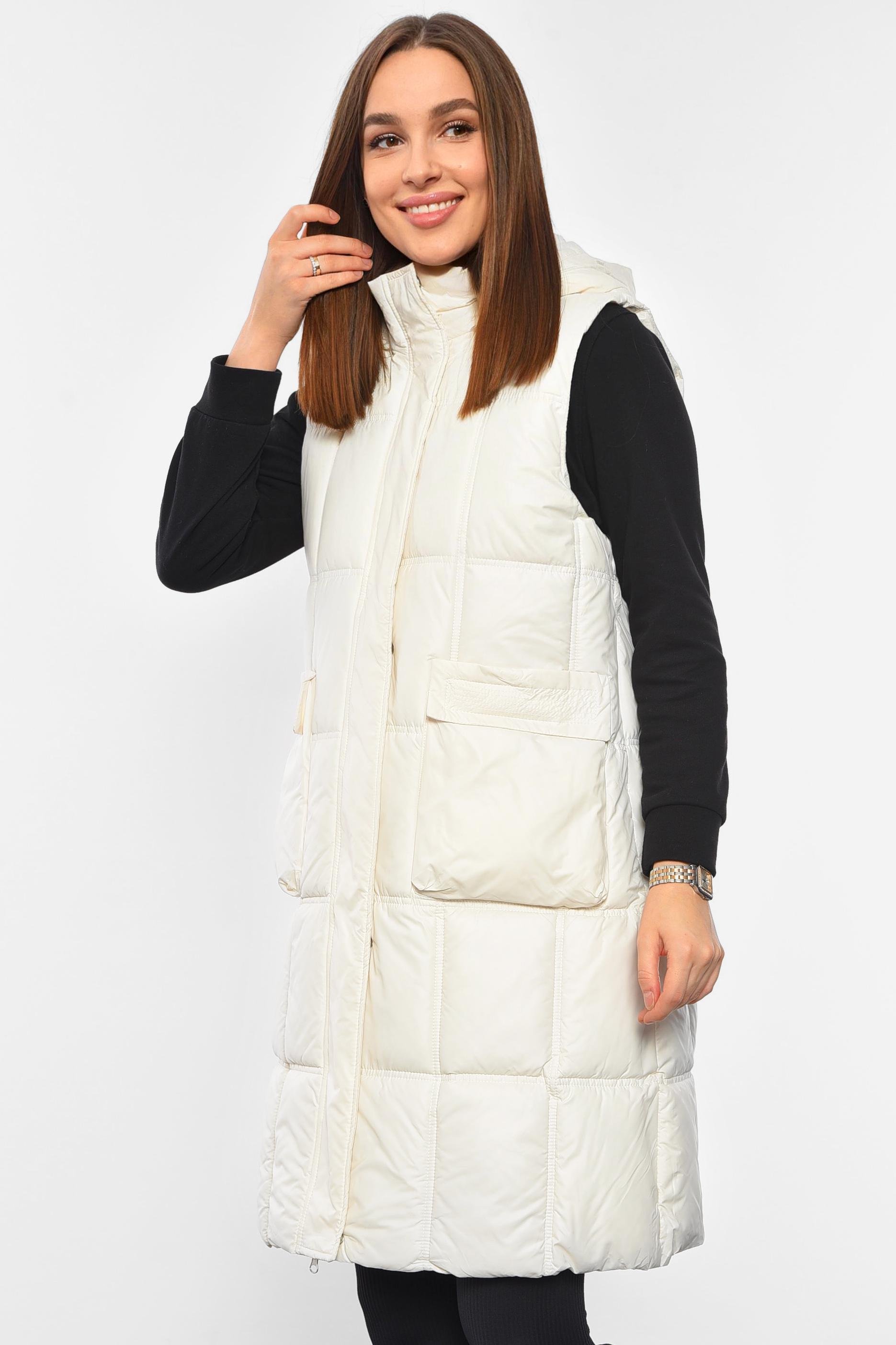 Жилетка женская удлиненная M Молочный (193481) - фото 2