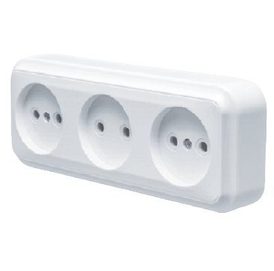 Розетка тримісна накладна MARSHEL RO16-250 White