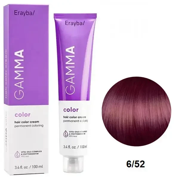 Краска для волос перманентная Erayba Gamma Color Cream 6/52 Темный махагоновый блонд 100 мл