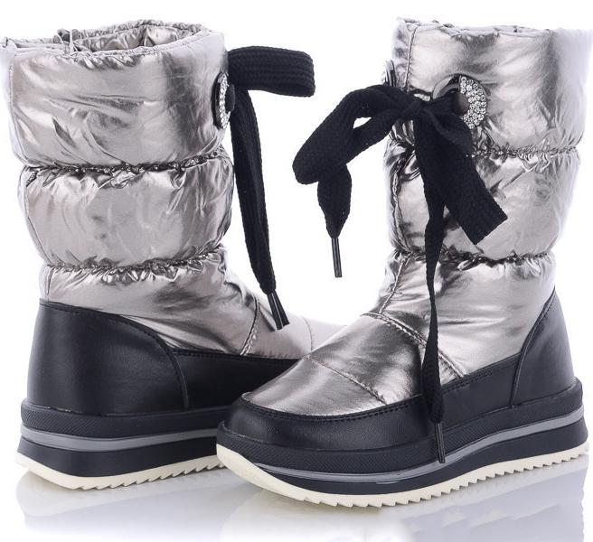 Дутики с натуральной шерстью Солнце FG705-2Q р. 27 Серебристо-черный