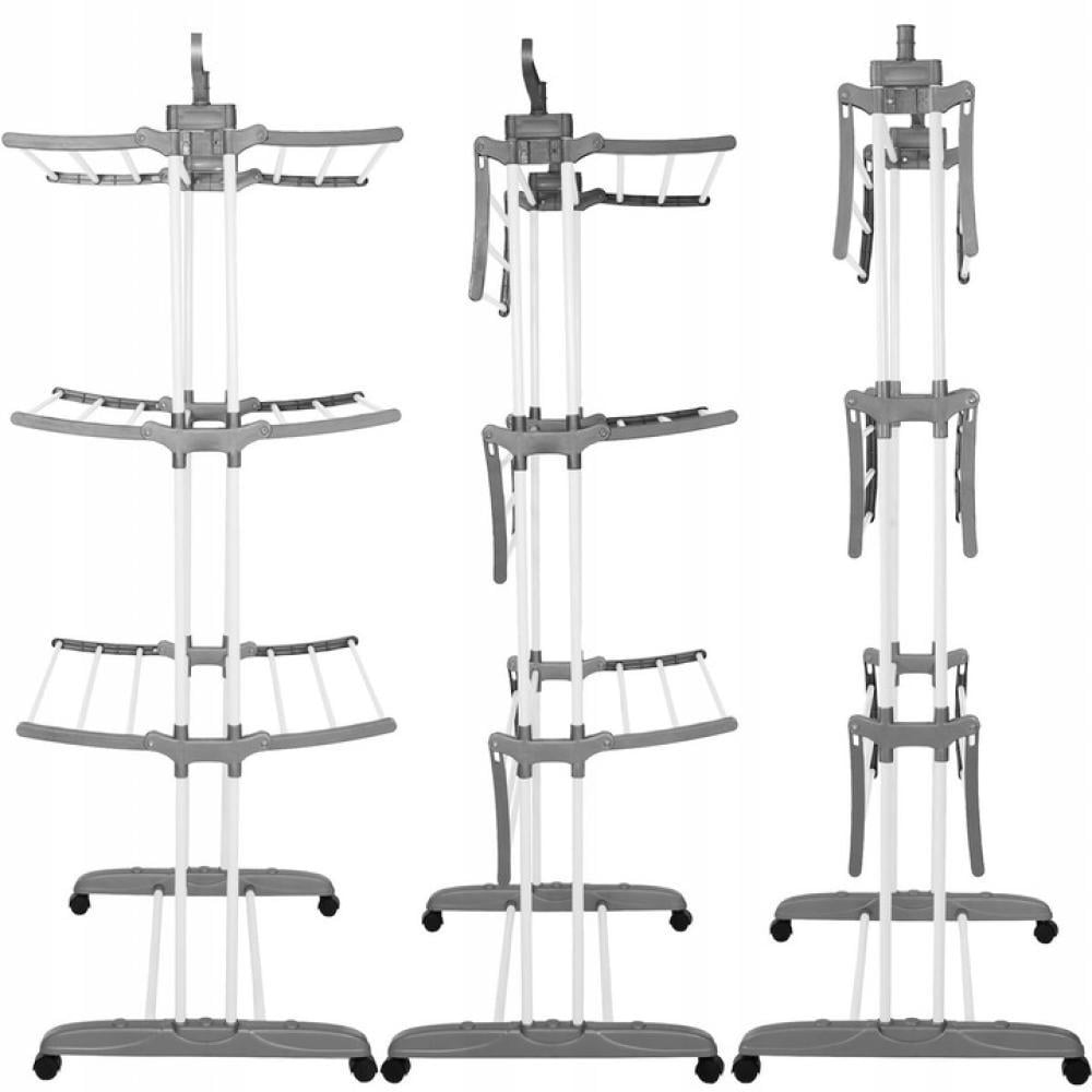 Сушилка для одежды многоярусная Bonro B07 раскладная на колесиках Серый (124-76-42400230) - фото 4 Сушилка для одежды многоярусная Bonro B07 раскладная на колесиках Серый (124-76-42400230) - фото 4