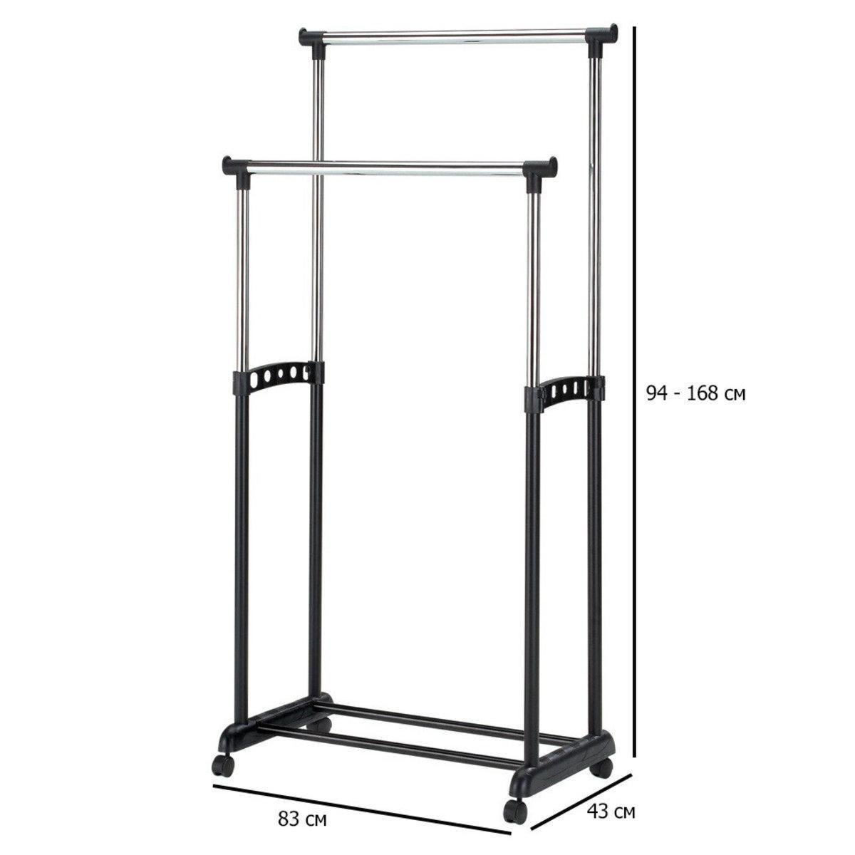 Вешалка-стойка для одежды на колесиках NOVA II Хром/Черный (NNOVAII) - фото 4