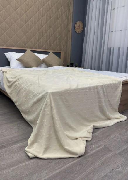 Покривало на ліжко Рельєфні зірки плюш 155х200 см Молочний (87-092) - фото 3 Покривало на ліжко Рельєфні зірки плюш 155х200 см Молочний (87-092) - фото 3