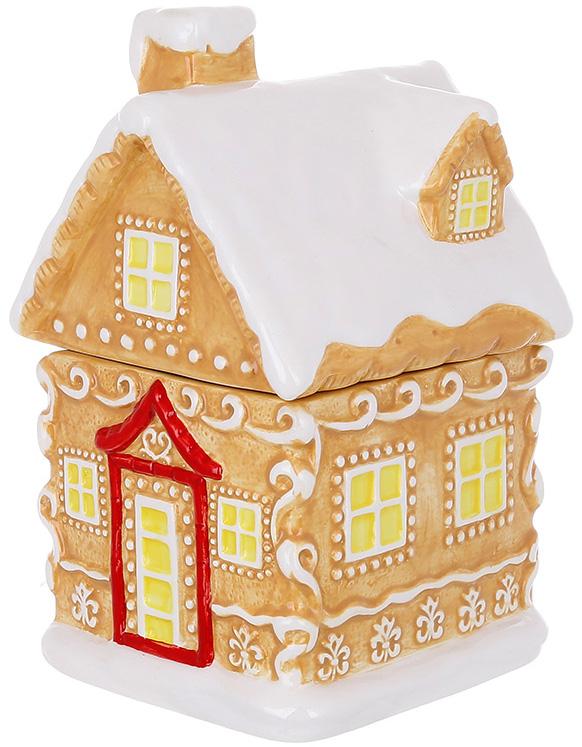 Банка для солодощів пряничний будиночок 1100 мл Світло-коричневий - фото 1 Банка для солодощів пряничний будиночок 1100 мл Світло-коричневий - фото 1