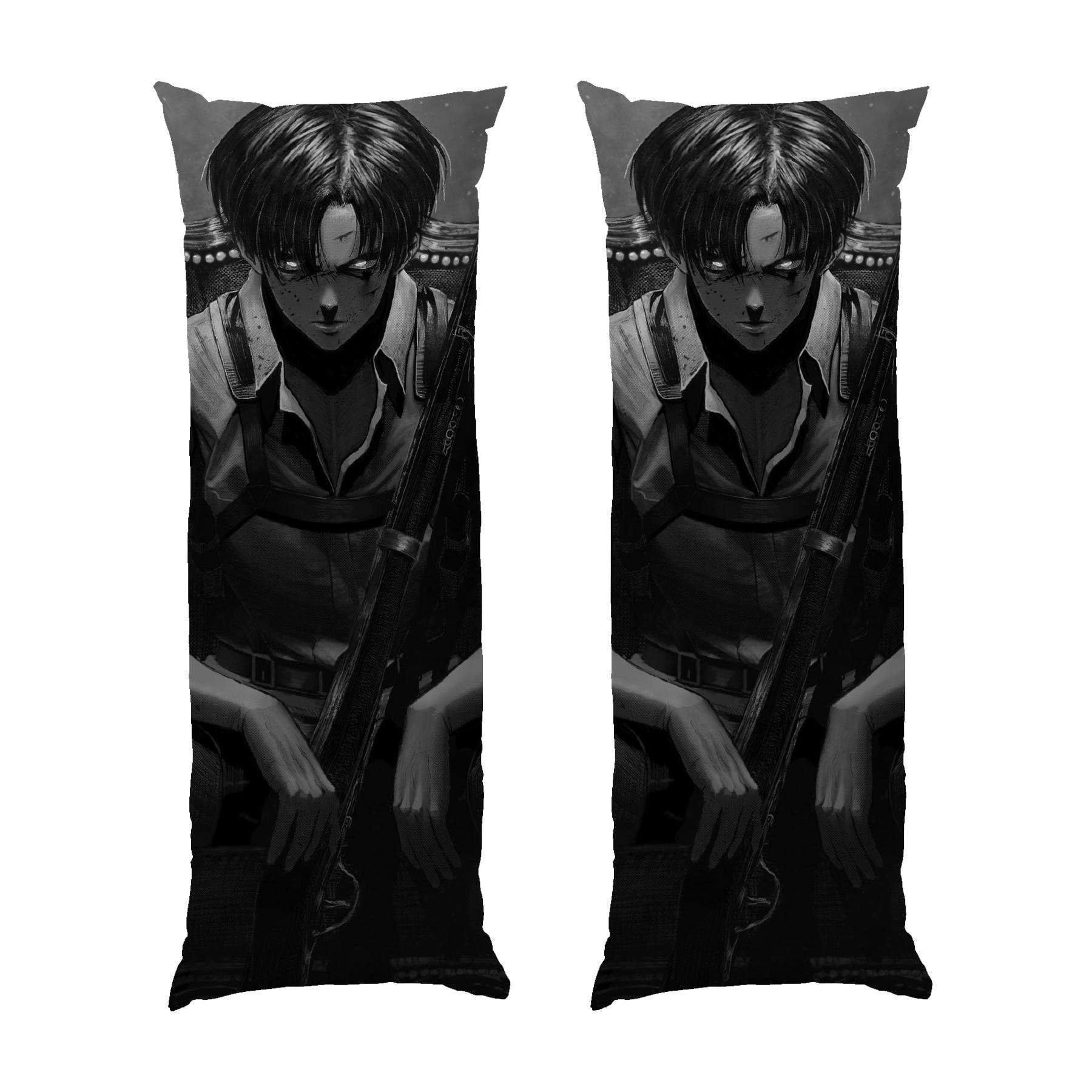 Подушка дакимакура Levi Ackerman Black and white background Attack on Titan габардин 150х50 см (113350-3)