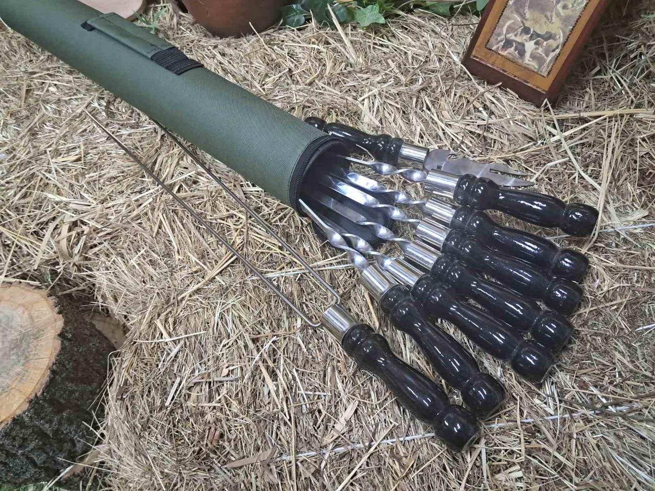 Набор шампуров для мяса и комплект аксессуаров в чехле-тубусе 6 шт. 620х12х3 мм