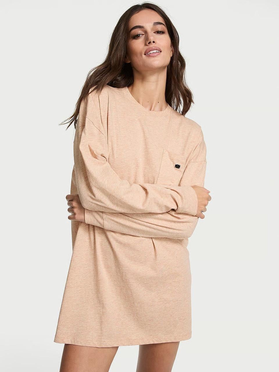 Ночная женская рубашка Victoria's Secret Pocket Sleep Tee XS/S Бежевый (5951666938)