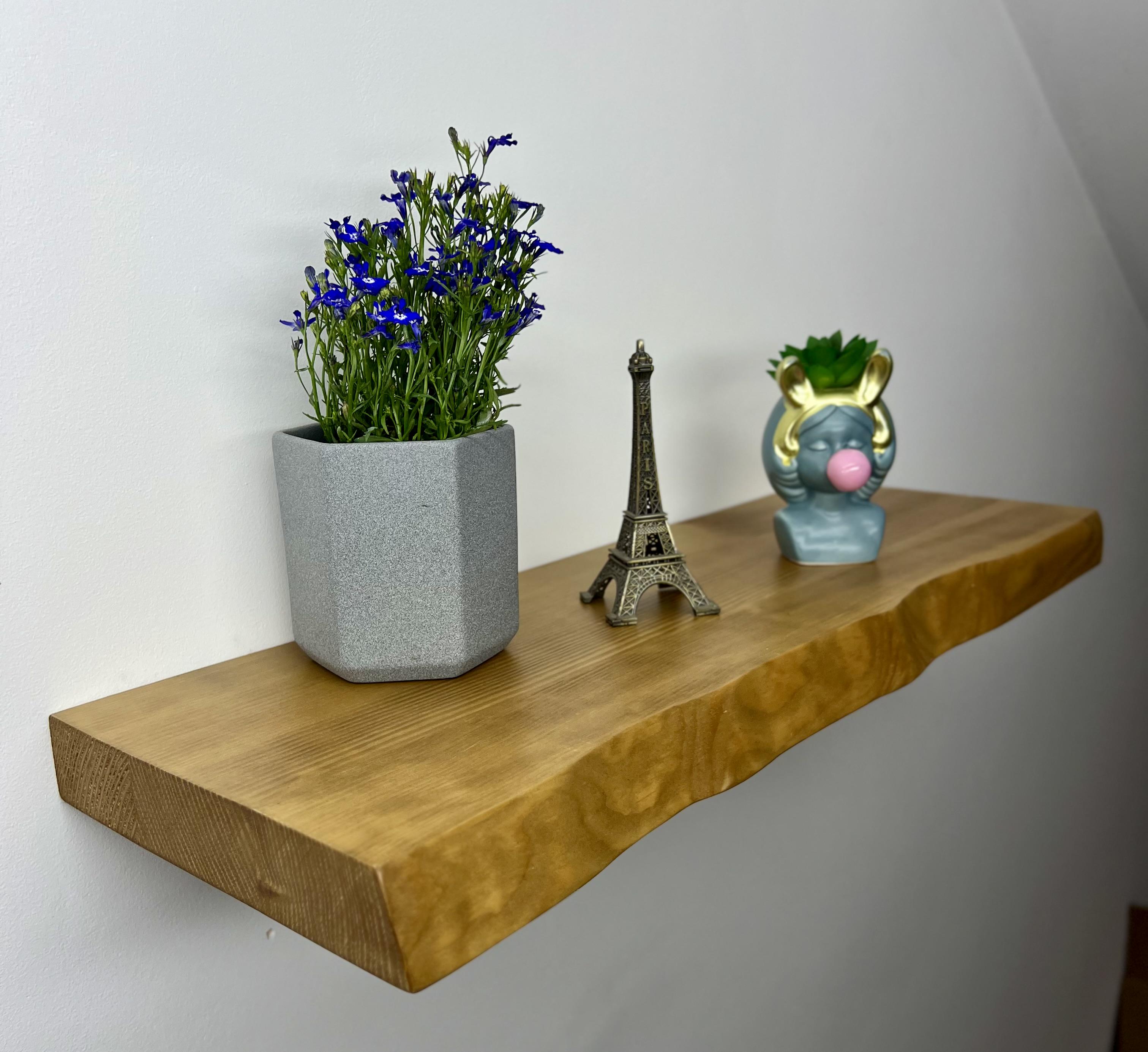 Полка деревянная с живым краем 36х200х400 мм Золотой дуб