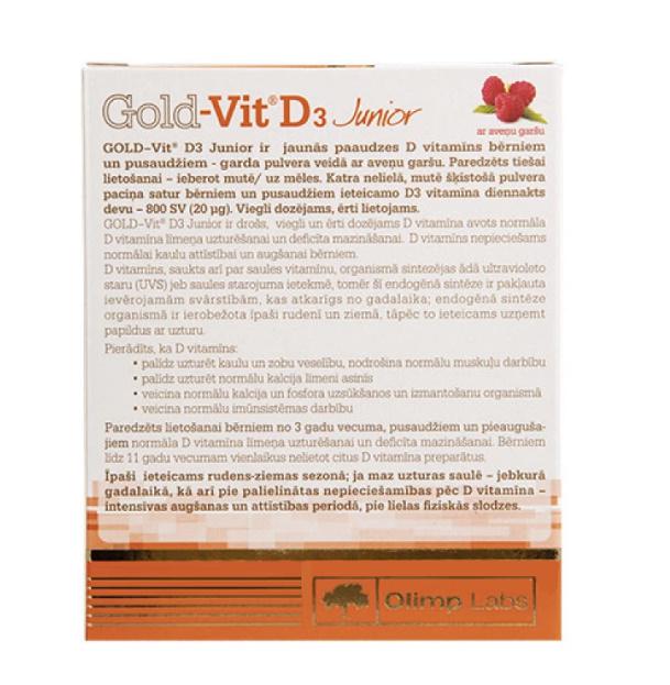 Вітамін D для спорту Olimp Nutrition Gold Vit D3 junior 30 sachet Raspberry - фото 2