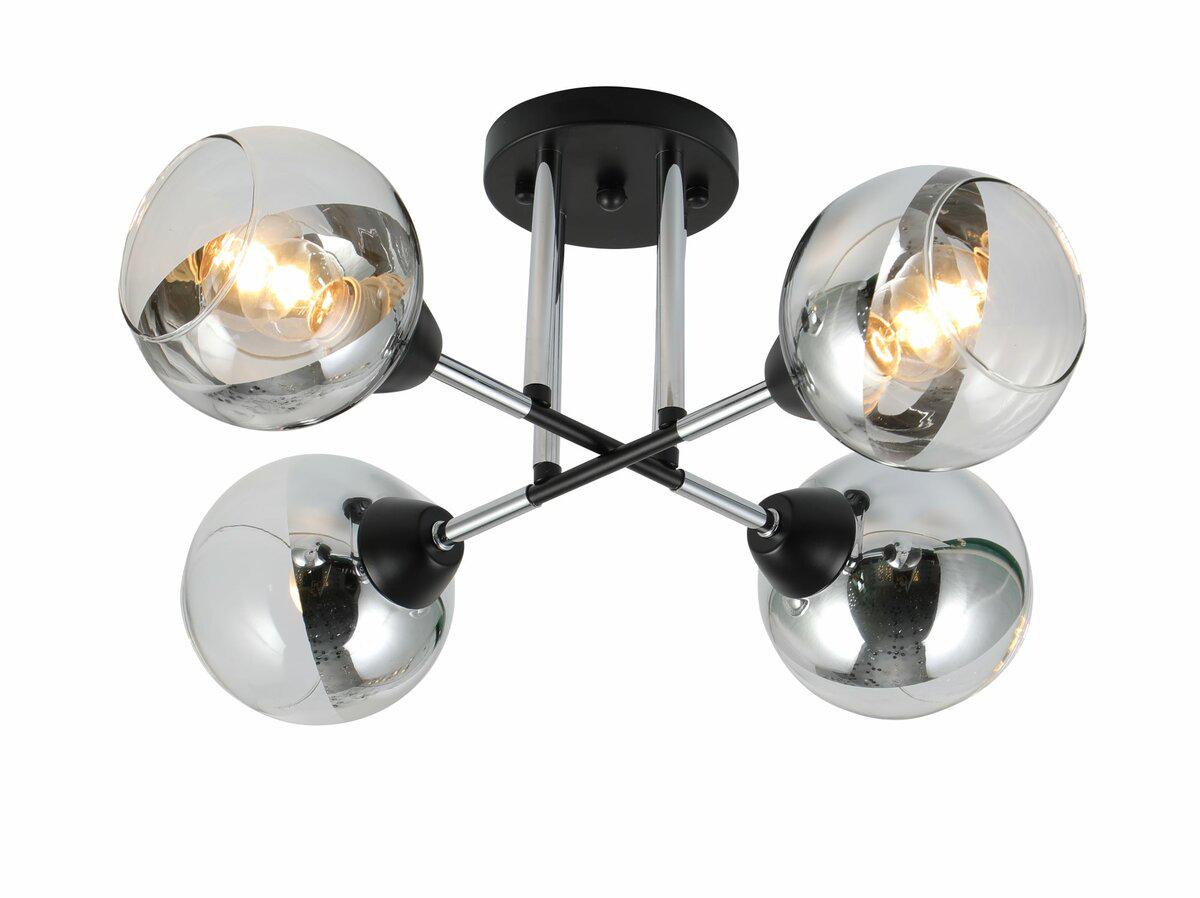 Люстра стельова Lighthouse SRS-19721/4 Чорний/Хром/Прозорий