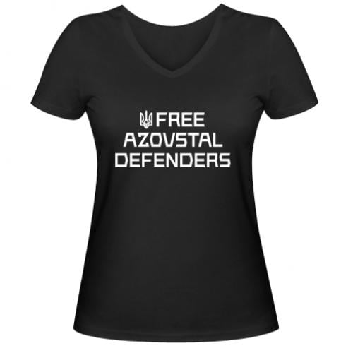 Футболка женская с V-образным вырезом Free Azovstal Defenders L Черный (18042244-2-205279-L)