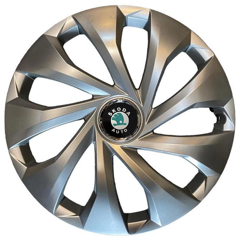 Колпаки модельные R14 Skoda 227 4 шт. SJS Серебряный/Зеленый (2654555785)
